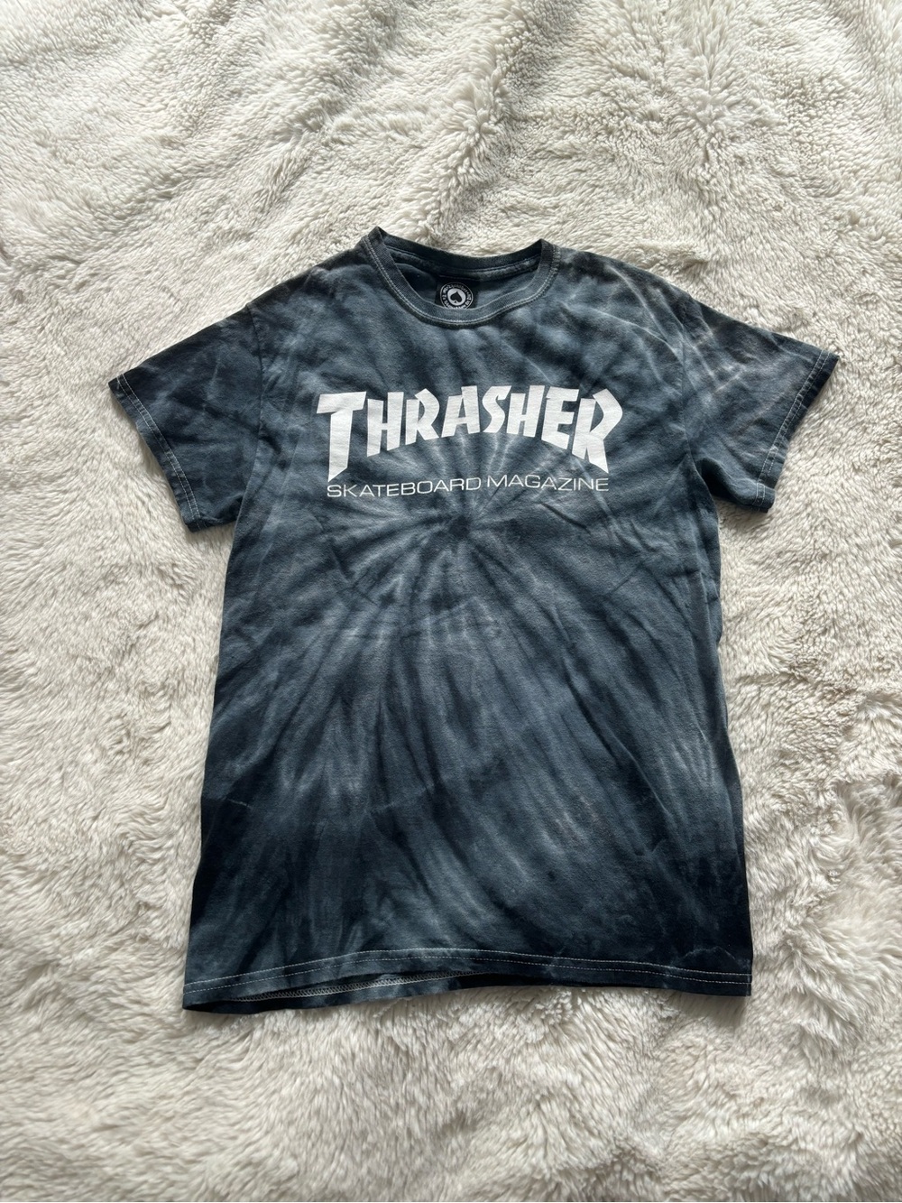 Thrasher Gray Tie-Dye Graphic Print Logo T-Shirt
